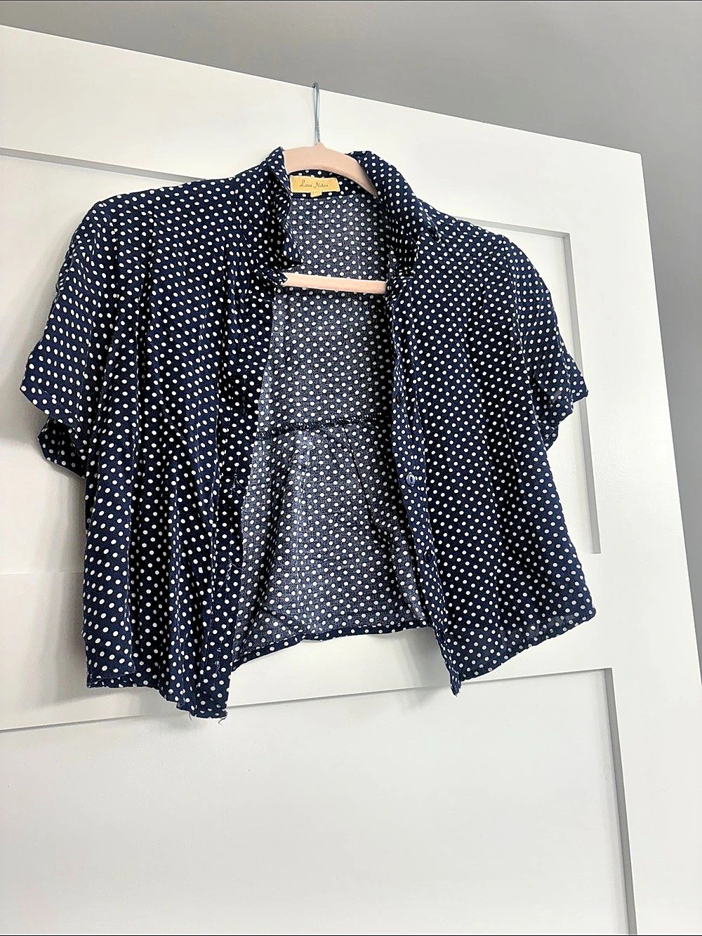 Love Notes Polka Dot Blouse in Blue & White Like New